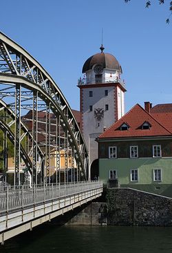 Schwammerlturm und Murbrücke in Leoben